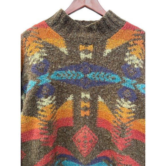 Rare 90's Hand Knit For Lauren Ralph Lauren Aztec Chunky Sweater - Picture 2 of 8